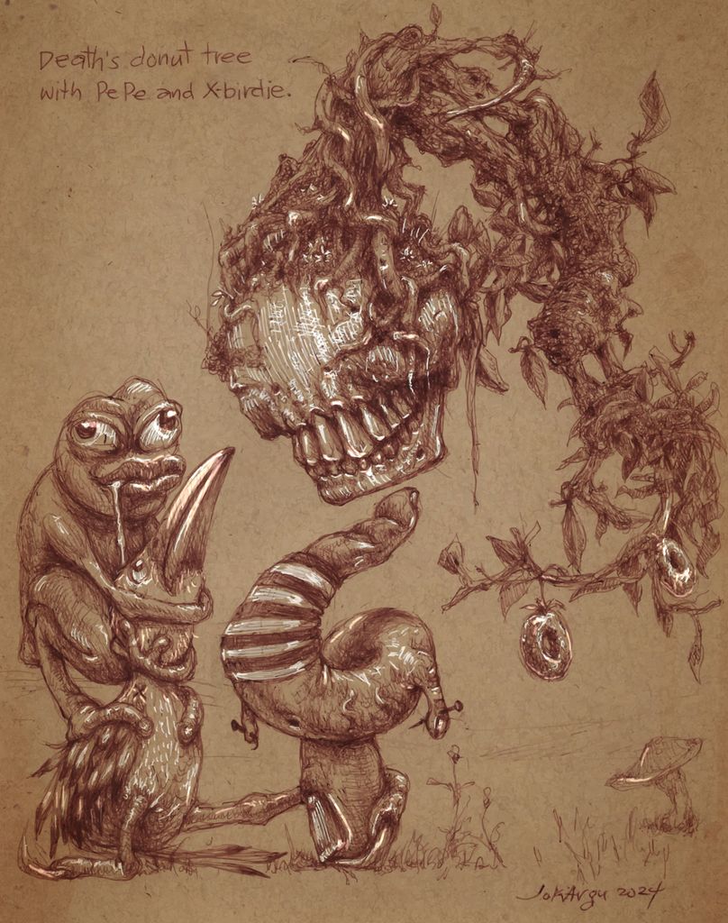 death's donut tree with Pepe and X-birdie